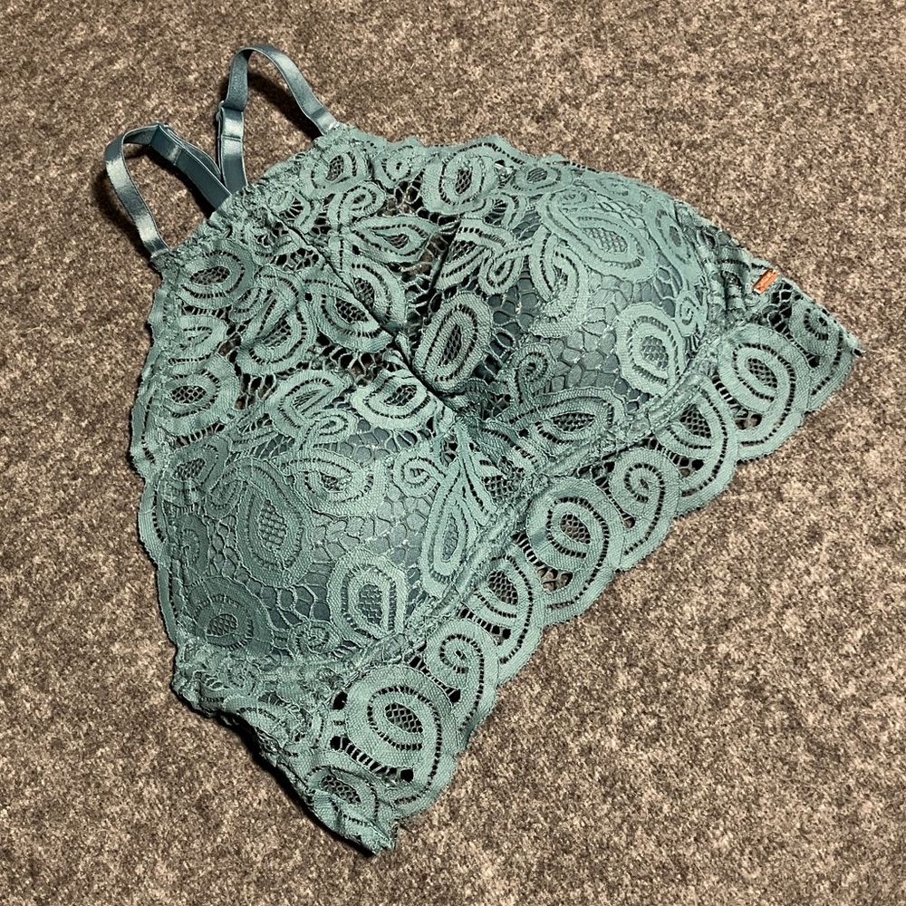 PINK Victoria's Secret Lace high neck bra in Teal brand new!!